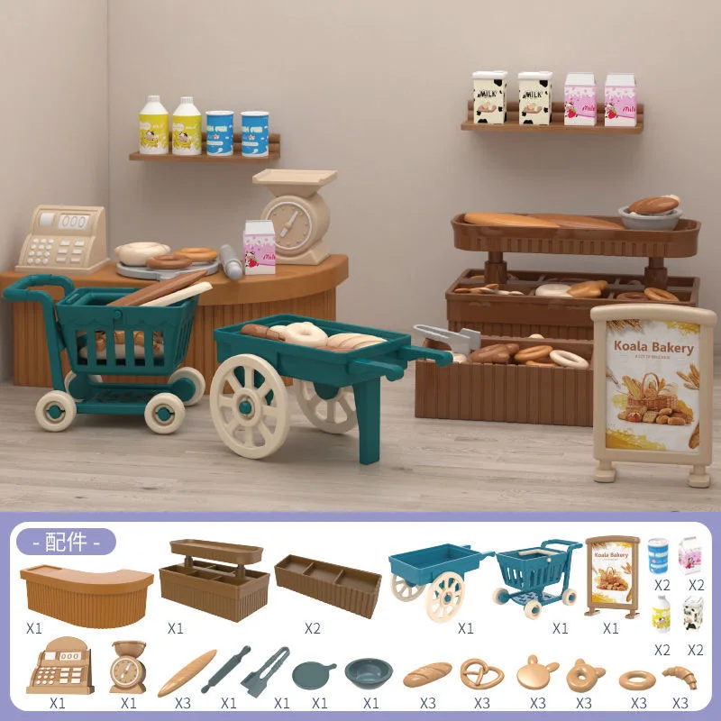 1/12 Forest Rabbit Animal Family breadshop Set Food Toy Miniature Dollhouse Furniture Accessories Birthday Gift Toys For Girls 5
