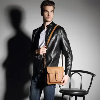 

Retro Horse Skin Small Shoulder Bag First Leather Messenger Bag Fashion Light Brown Leisure Business Versatile Mobile Phone Bag