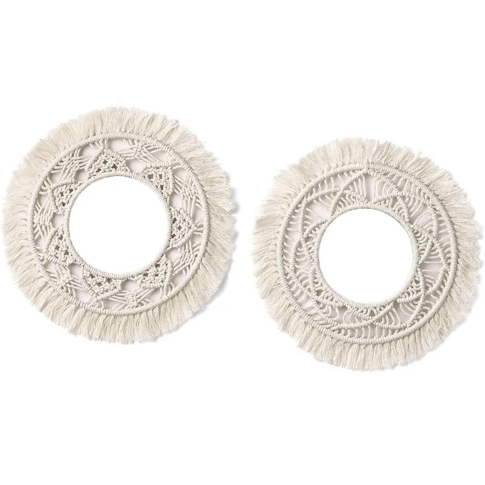 

Handmade Lace Fringed Bohemian Style Wall-mounted Picture Frame Photo Frame With Lace Stripe Small Round Decoration