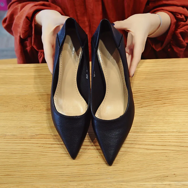 

2018 Spring New Style High-Heel Thin Heeled Shallow Mouth Pointed Low-top Shoes Sexy Shoes Women's Work Shoes Versatile WOMEN'S