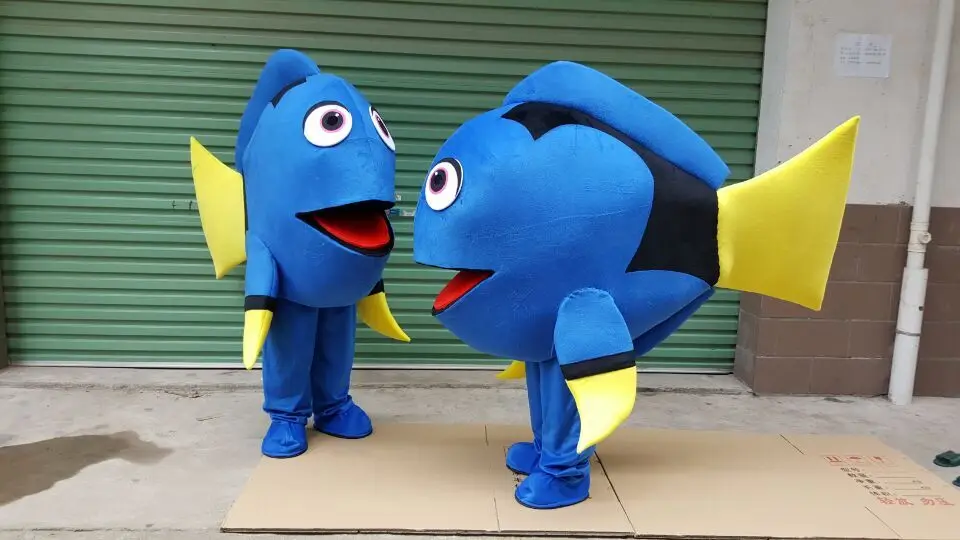 Костюм талисмана для Хэллоуина с голубыми рыбами Костюмы костюмированной