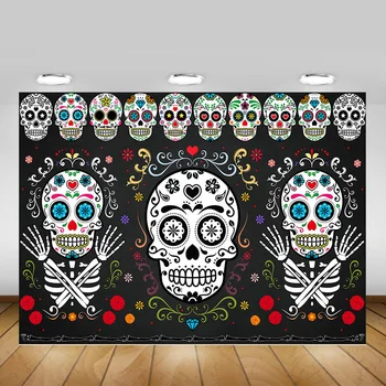 

Day-of-the-Dead Backdrop Floral Skull Dia DE Muertos Photography Background for Photo Studio Mexican Fiesta Party Banner Props