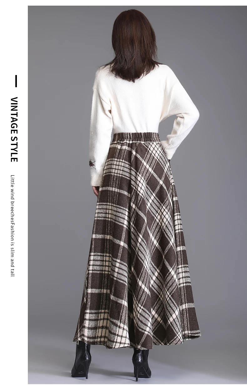 nike tennis skirt High Waist Woolen plaid Skirts Vintage Autumn Winter Warm Women's Midi Skirts Female Fashion Casual Long Streetwear 2022 maxi skirts for women