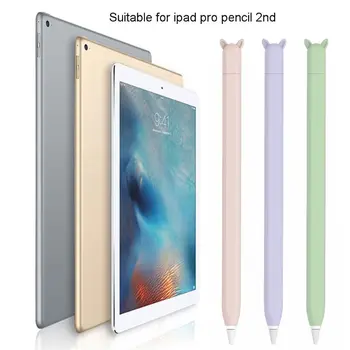 

Cute Cat Ear Anti-scroll Soft Silicone Protective Sleeve Pouch Case Skin Cover for A-pple Pencil 2nd Generation