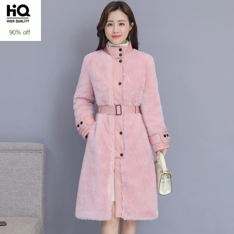 

2020 Luxury Women's Real Fur Coat Thick Lamb Wool Fur Jacket Long Sheep Shearling Female Jackets Winter Long Coats Streetwear