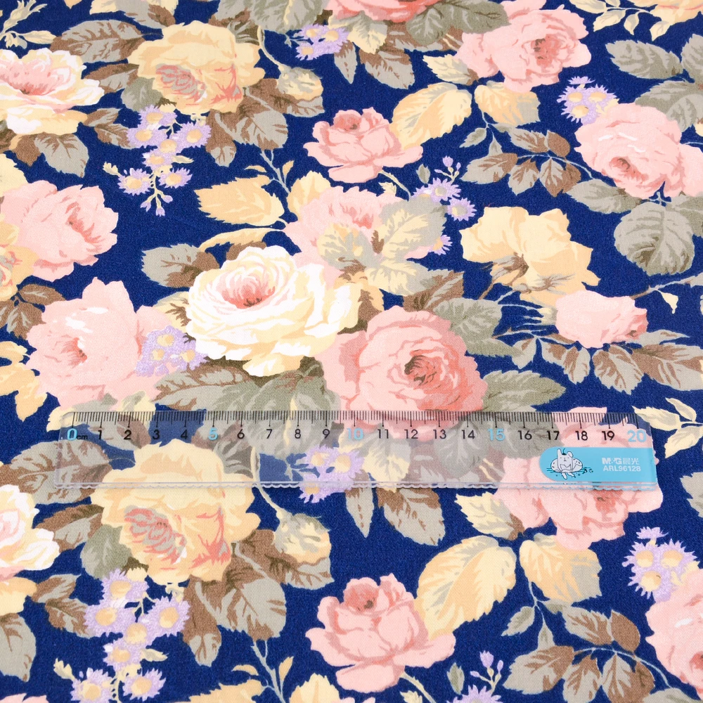 Teramila Fabric 100% Cotton Blue Twill Material Bed Sheet Printed Blooming Flower Design Sewing Textile Scrapbooking Crafts CM | Дом и сад