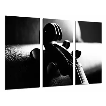 

Violin Black and White, Pegs, photo print on wood, modern picture decorative 26750