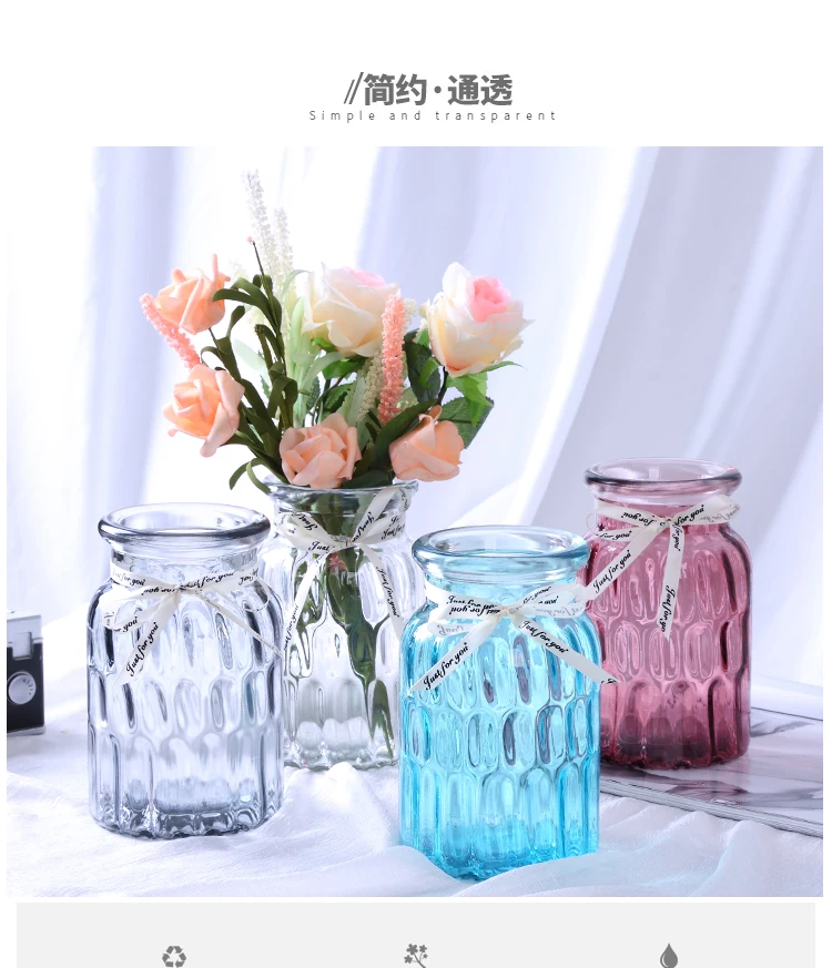 Скандинавская креативная стеклянная ваза прозрачная цветная гидропонная ваза для рукоделия гостиная украшение для дома цветы сушеные цветочные композиции
