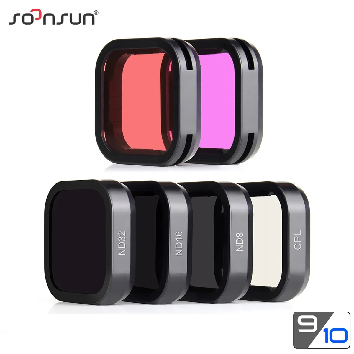 Фильтр SOONSUN CPL ND8 ND16 ND32 для GoPro Hero 10 9 черный красный цветной фильтр комплект Go Pro Nd