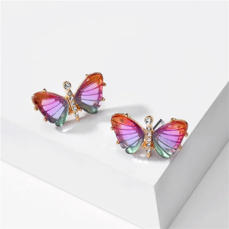

Fashion Colorful Cute Butterfly Women's Earring Stud Earrings Animal Sweet Boho Crystals Butterfly Stud Earrings Girls Jewelry