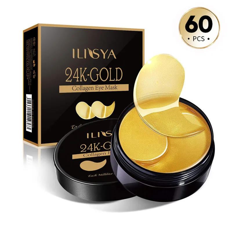 Mascarilla de colágeno para ojos, 24K, parche para ojo de oro, algas marinas, Gel para ojos, elimina las ojeras, antihinchazón, antienvejecimiento, Care-60pcs de ojos hidratante
