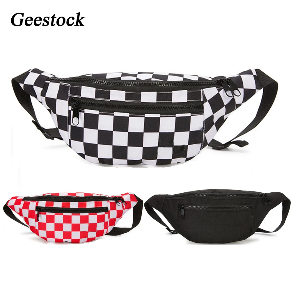 

Geestock Women Waist Pack Fashion Plaid Hip Hop Belt Bags Ladies Chest Bag High Capacity Banana Fanny Packs Phone Pouch