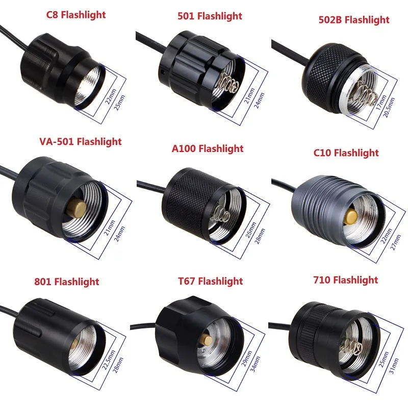 9 Model Pressure Switch Controller for C8/501/502B/VA-501/A100/C10/801/T67/710 Flashlight Torch Light Rat Tail Switch