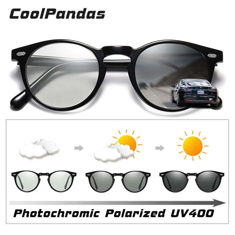 CoolPandas унисекс фотохромные солнцезащитные очки поляризованные мужские женские очки для вождения TR90 маленькие круглые линзы антибликовые lunette de soleil