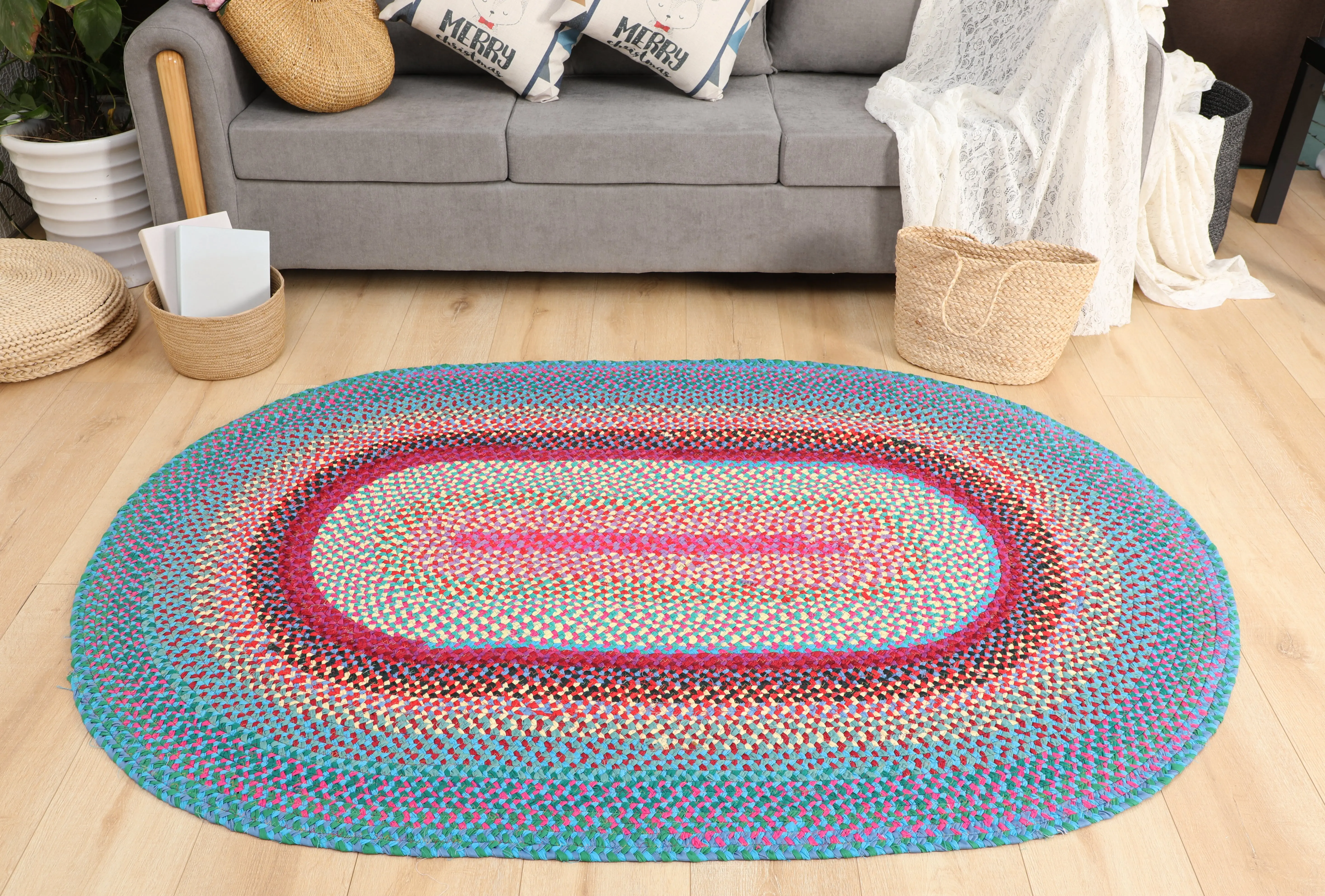 Carpet Oval Hand-Woven Polyester cotton Decoration Rug for Living Room and Home | Дом и сад