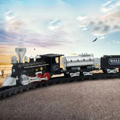 Children's Toy  Rail Train For Kids Toys Games Train Set Railway Track Toy Retro Model Train Sound Track Train 5