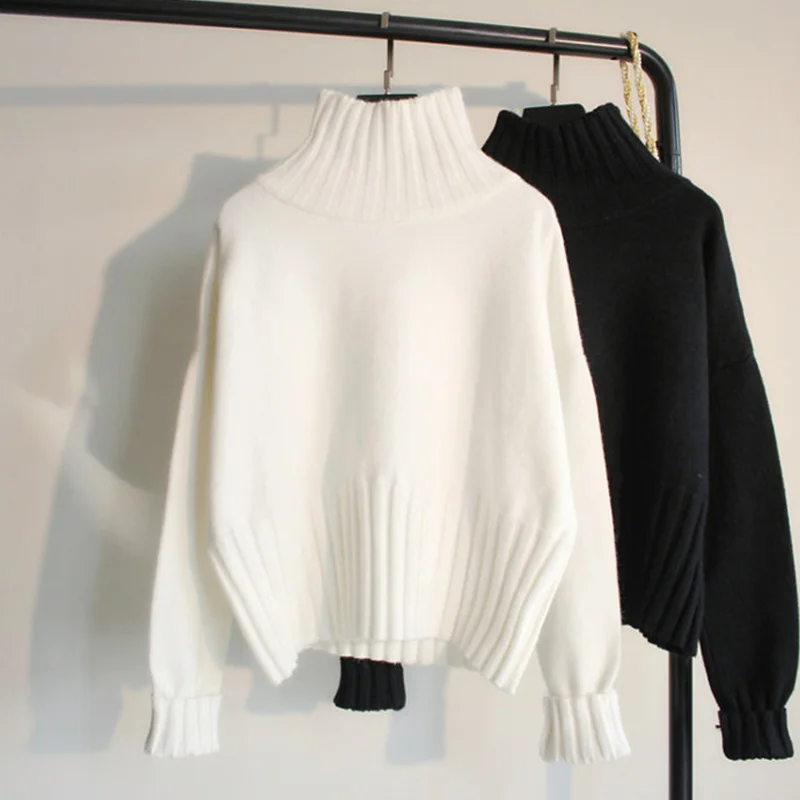 

Turtleneck Sweater Women Pullover High Elasticity Knitted Ribbed Slim Jumper Autumn Winter Basic Female Sweater Pullovers