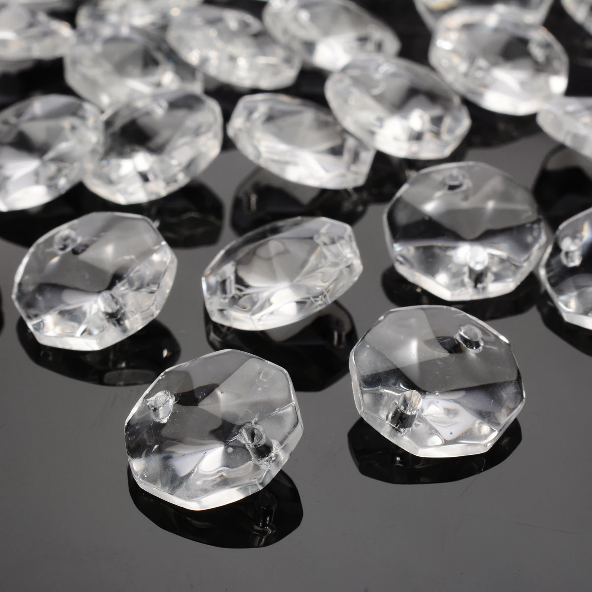 50pcs Amber 14mm Glass Crystal Octagon Bead Prism Chandelier Part Decoration DIY 
