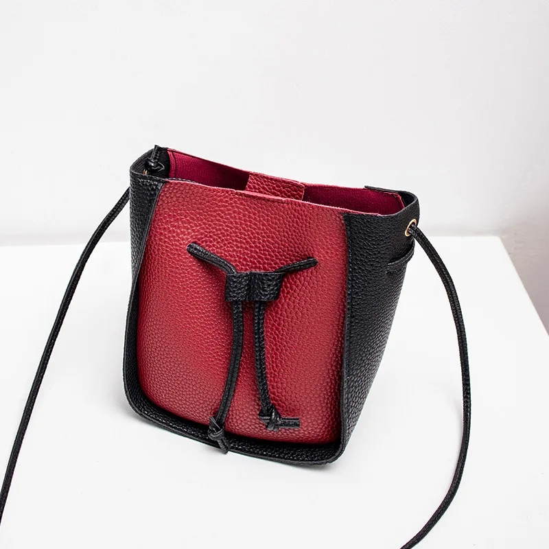 

Guangzhou WOMEN'S Bag 2019 New Style Fashion Korean-style Versatile Contrast Color Bucket Crossbody Bag Car Suture