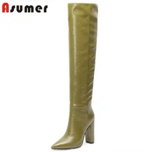 ASUMER/ Новое поступление; Сапоги выше колена; Женские однотонные туфли на высоком каблуке под вечернее платье; женские сапоги до бедра