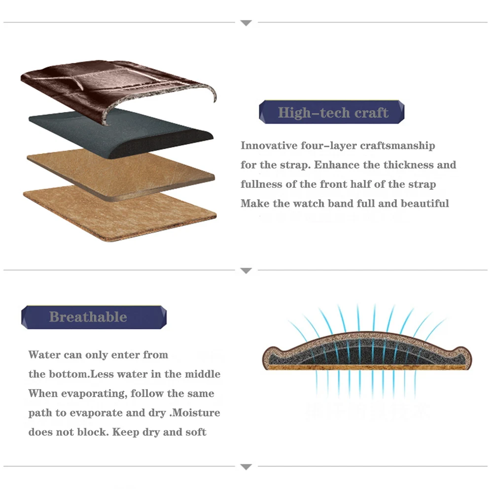 Genuine Leather Watchbands 12/14/16/18/20/22/24 mm Watch Band Strap Steel Pin buckle High Quality Wrist Belt Bracelet + Tool