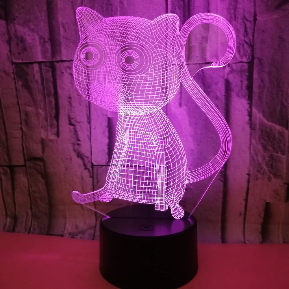 3D Led моделирование ночник Usb настроение кошка сенсорная кнопка атмосферная настольная лампа Дети Спальня сна освещение украшение дома подарки