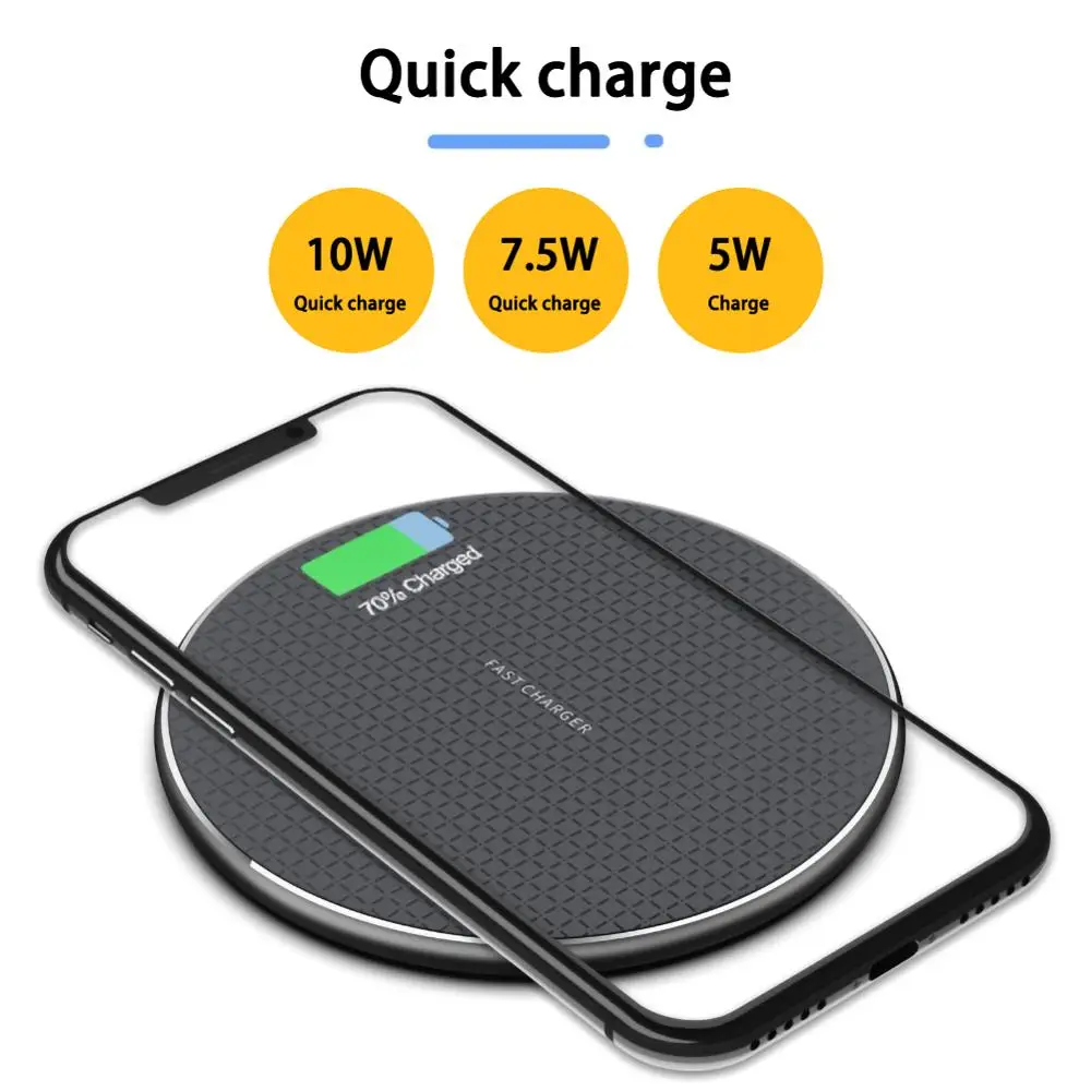 

10W Fast Wireless Charging-Pad For iPhone 8 X XR XS Max Quick Metal Charging For Samsung Inductive Charger