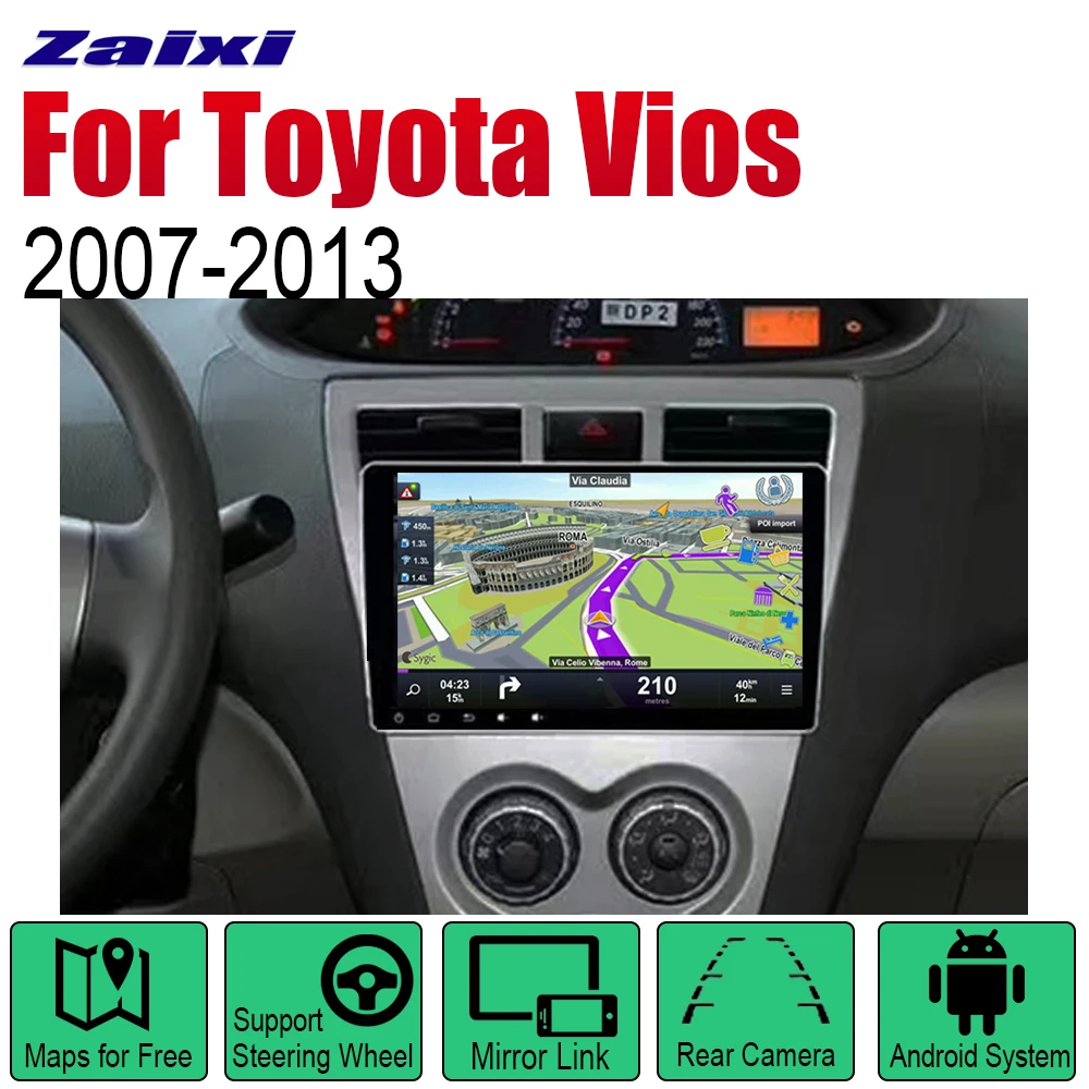 ZaiXi Android автомобильный Радио Стерео gps навигация для Toyota Vios 2007~ 2013 Bluetooth wifi 2din автомобильный Радио стерео Мультимедиа Плеер