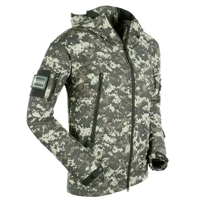 Buy DIHOPE Men Shark Soft Shell Military Tactical Jacket Waterproof Warm Windbreaker Coat Camouflage Hooded Jacket US Army Clothing