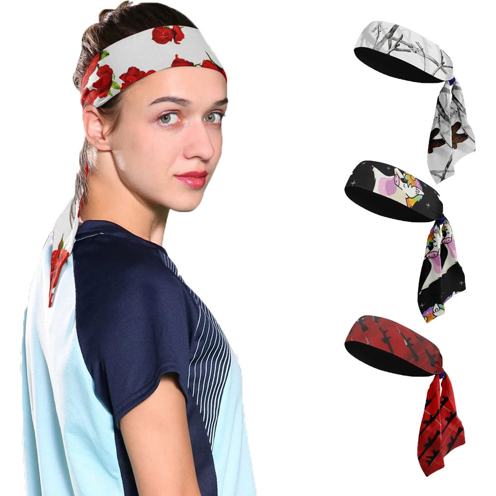 

3D Red Rose Yoga Women Hair Band Outdoor Sports Running Cycing Headband Compression Workout Fitness Tennis Anti Slip Sweat Band
