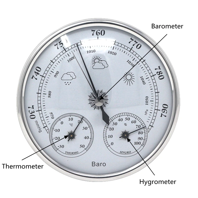Goede Temperatuur Vochtigheid Atmosferische Druk Monitor Meter 3 in 1 Weerstation Huishoudelijke Thermometer Hygrometer Barometer