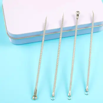 

4Pcs/Set Shining Rich silver Acne Blackhead Removal Needles Pimple Spot Comedone Extractor Cleanser FaceCare Clean Beauty Tools