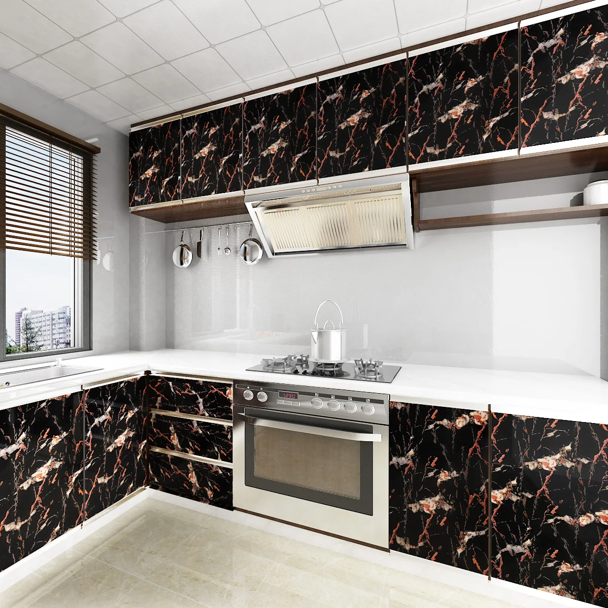 1M/2m Marble Waterproof Countertop Wall Stickers Vinyl Self Adhesive Wallpapers Decorative Film Kitchen Cabinets Contact Paper