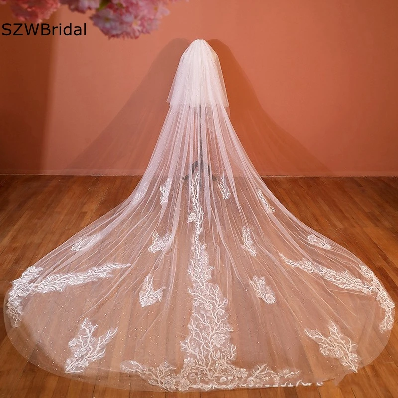 

New Arrival Cathedral wedding veil Long bruiloft Welon ivory voile Bride Bridal Veil Sexy wedding accessories Vestido de noiva