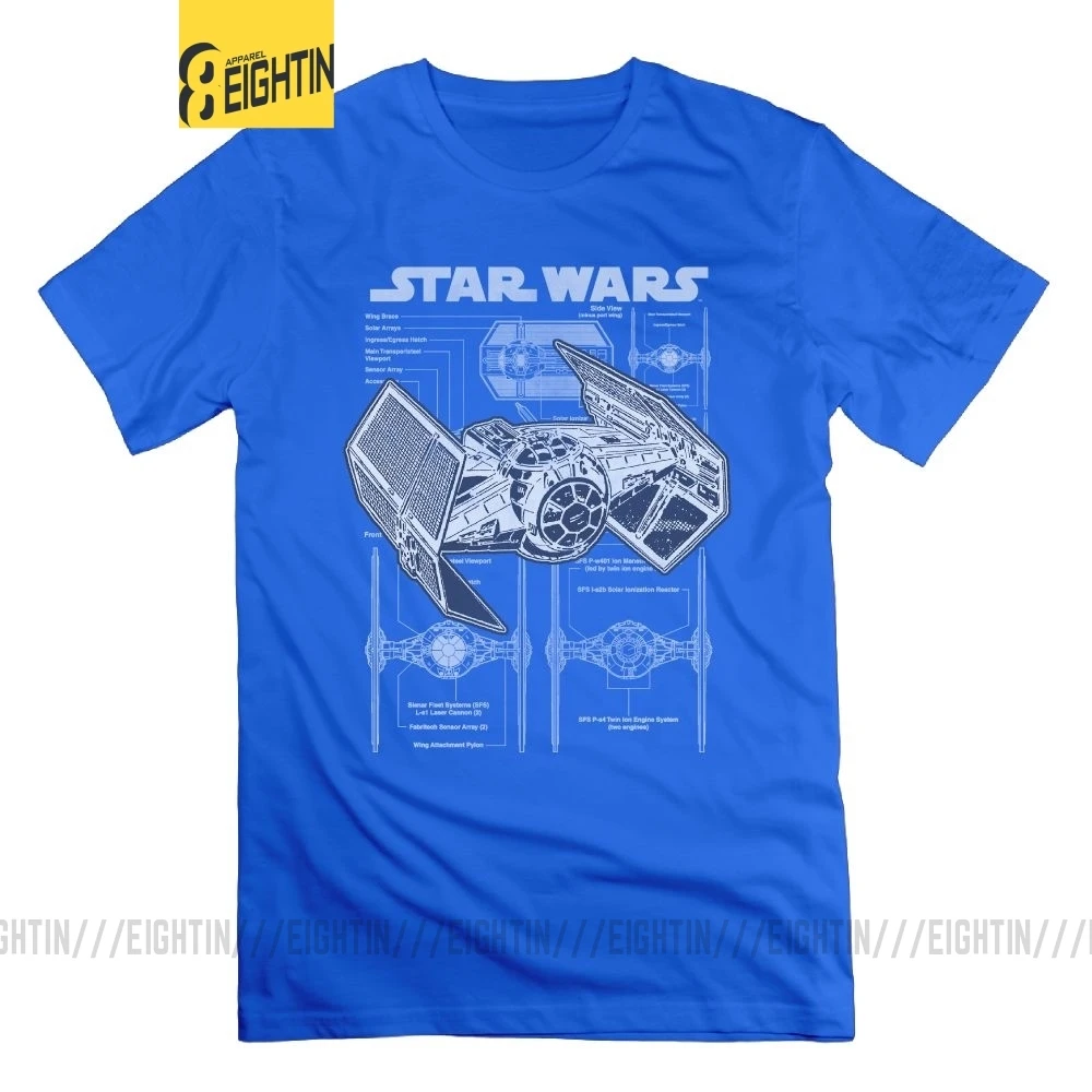 Звездные войны Дарт вейдерс Tie Fighter футболка круглый воротник Топы Футболка короткий рукав тройники хлопок винтажные мужские принты - Цвет: Синий