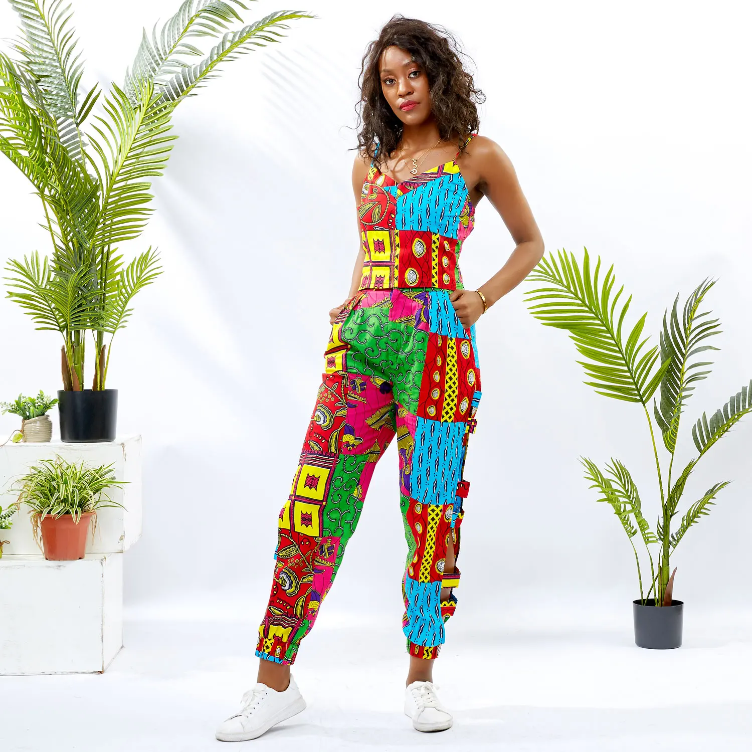 Африканская одежда для женщин Модный комплект слинг и брюки 2 шт. Анкара хлопок воск ткань традиционная одежда