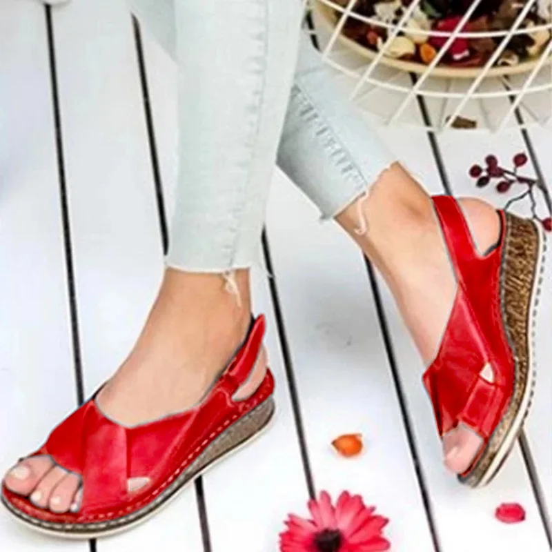 

Women Sandals Summer 2020 Female Shoes Woman Peep-toe Wedge Comfortable Sandal Slip-on Flat Sandals Female Sandalias
