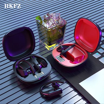 

HKFZ Sports Bluetooth 5.0 Wireless Headset Power Stereo 5-level Waterproof Ear Hanging 7MM Vibrating Diaphragm Dynamic Earphone