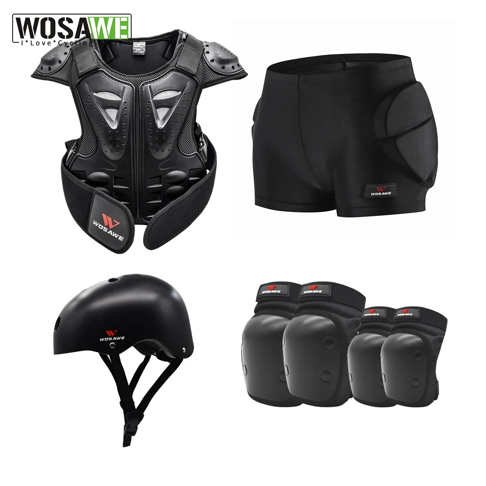 WOSAWE Детские Налокотники и наколенники мотоциклетная броня куртка шорты защита