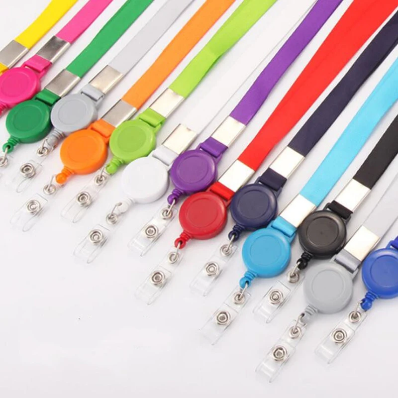1pc variedad de colores retráctil correa para el cuello cordón insignia titular de la tarjeta de crédito del portadores de identificación Tarjeta De Nombre insignia Clip suministros de oficina