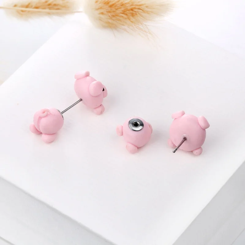 Милые серьги-гвоздики в виде розовой свиньи, модные милые трехмерные серьги для женщин с кристаллами