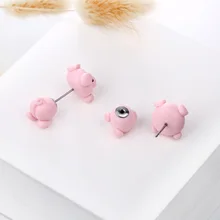 Милые серьги-гвоздики в виде розовой свиньи, модные милые трехмерные серьги для женщин с кристаллами