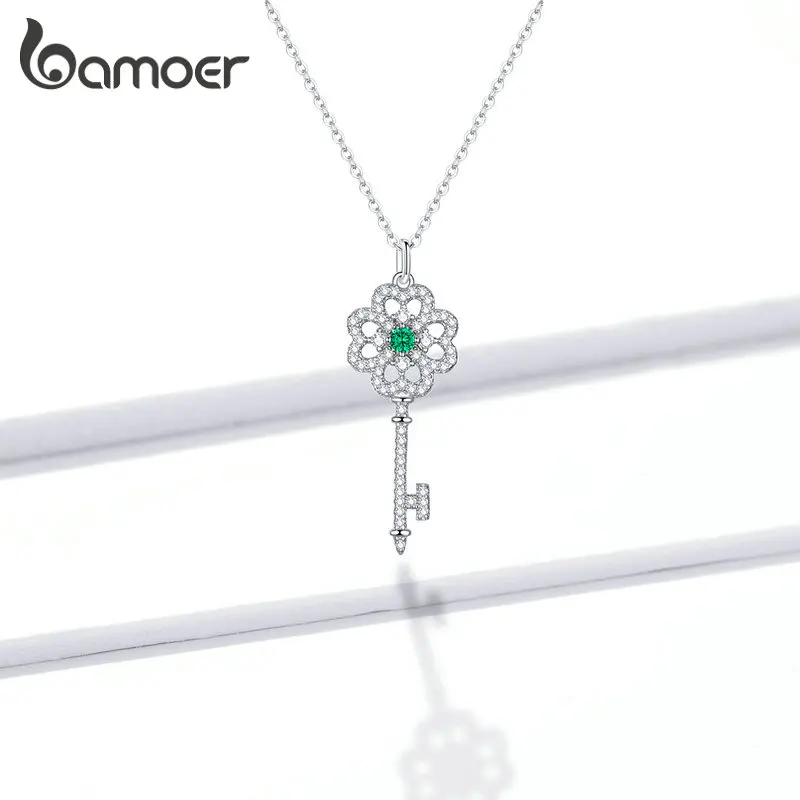 Bamoer GAN141 925 пробы Серебряное ожерелье с подвеской Бесконечность любовь клевер брелок ожерелье для женщин ювелирные украшения 45 см длина