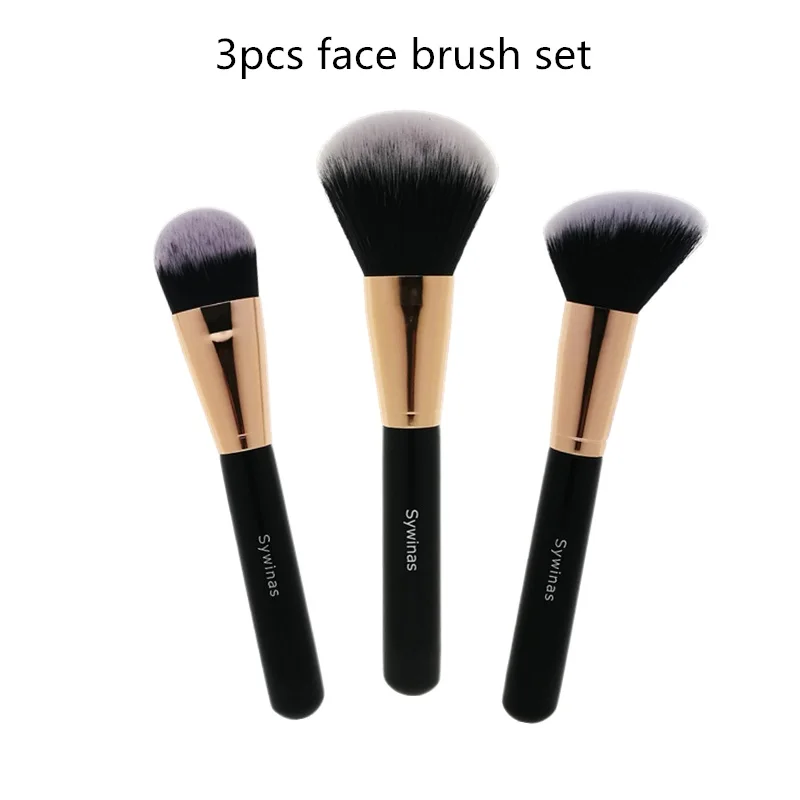3pcs face brush Sywinas набор кистей для макияжа 3 шт Профессиональные кисти для макияжа основа порошок для румян для контура набор кистей для макияжа Набор инструментов - Handle Color: 3pcs face brush