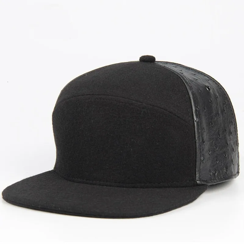 5 панелей хип-хоп шляпы Зимние шерстяные фетровые кожаные Patched мужская бейсбольная Кепка плоская кепка Snapback s