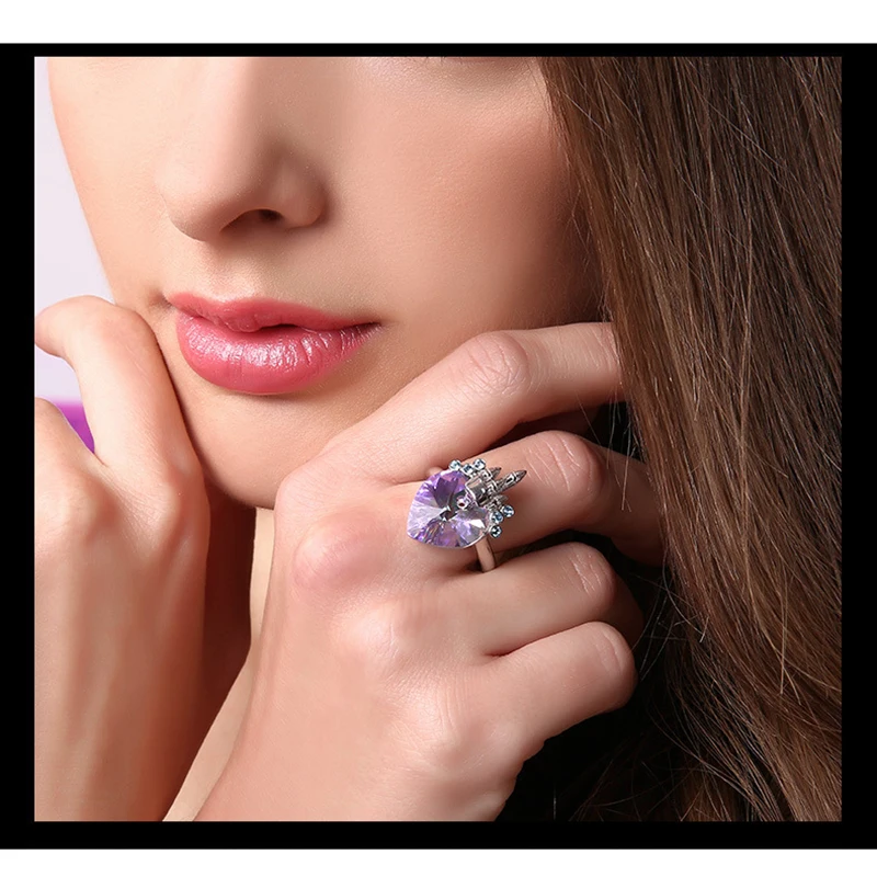 BOSCEN кольцо из стерлингового серебра 925 для женщин подарок на день Святого Валентина Красочные украшенные кристаллами из замка Swarovski ювелирные изделия