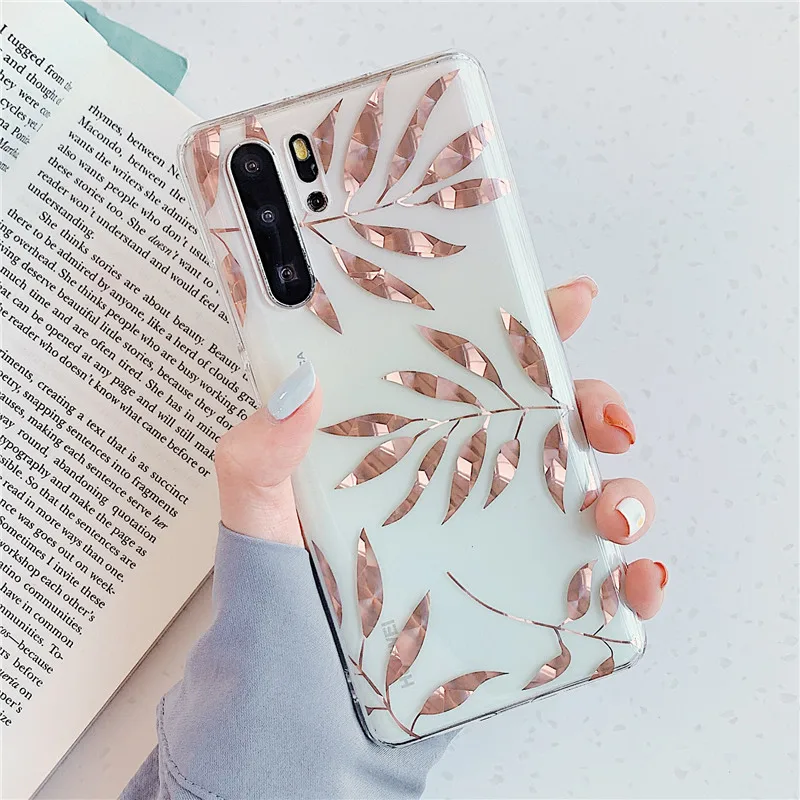 Esinc лист ананаса чехол для huawei mate 20 Pro P20 P30 Lite задняя крышка на Nova 5 4 4e 3 3e 3i покрытие из розового золота - Цвет: 00004