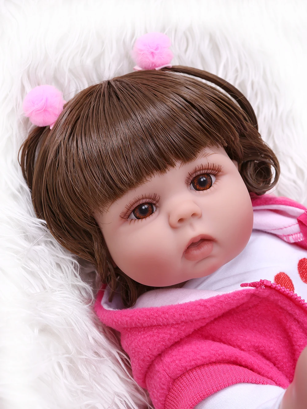 Вьющиеся волосы 49 см bebe Кукла reborn для маленьких девочек кукла в розовом платье полное тело Мягкий силикон Реалистичная детская Ванна игрушка водонепроницаемый