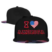 Я люблю Америку мужские и женские шляпы водителя грузовика, регулируемые хип-хоп плоские бейсболки