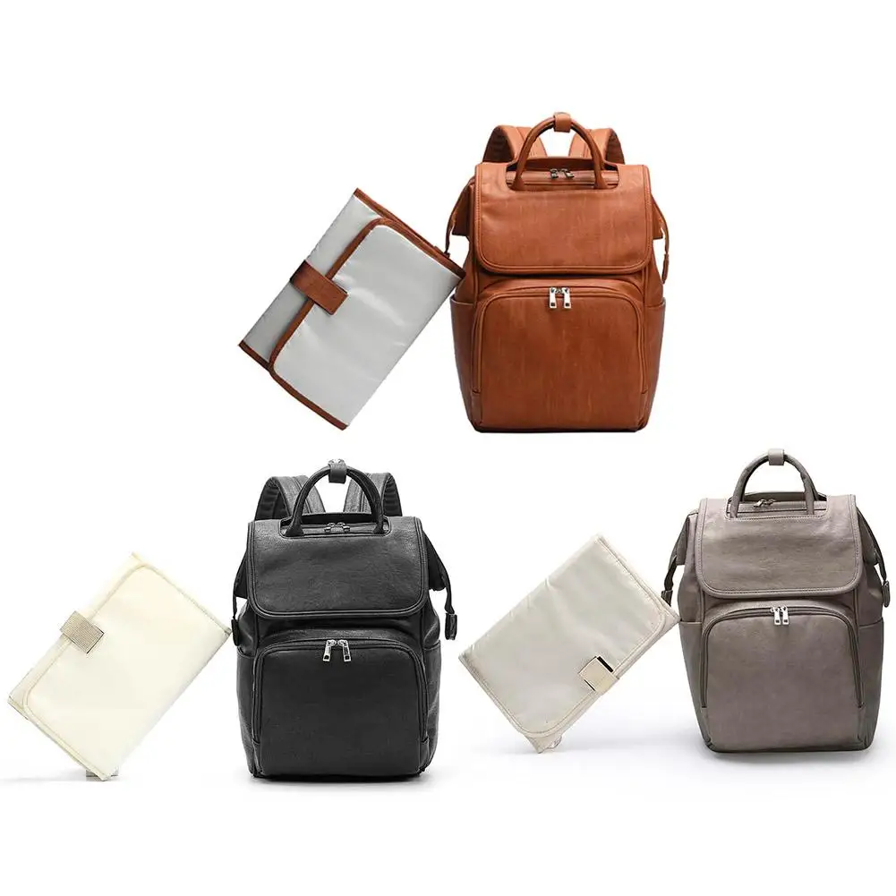 

PU Leather Maternity Backpacks Baby Diaper Changing Pad Stroller Mummy Bag Multi-function Baby Diaper Changing Pad PU Leather